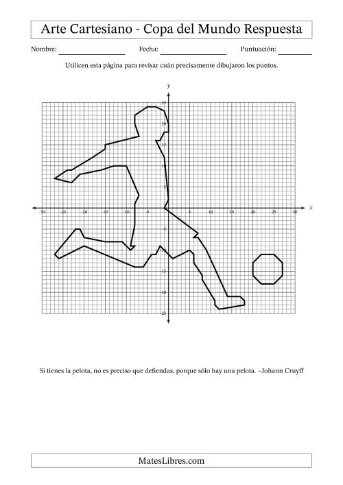 La hoja de ejercicios de Arte Cartesiano de la Copa del Mundo, Jugador Pateando el Balón (Tamaño A4)