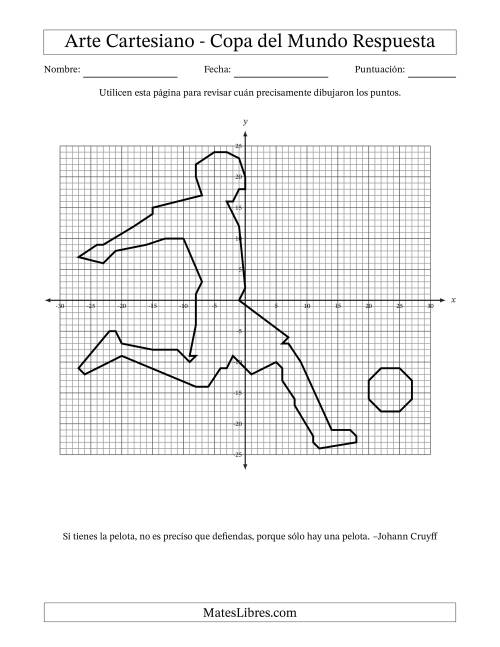 La hoja de ejercicios de Arte Cartesiano de la Copa del Mundo, Jugador Pateando el Balón (Tamaño Carta)