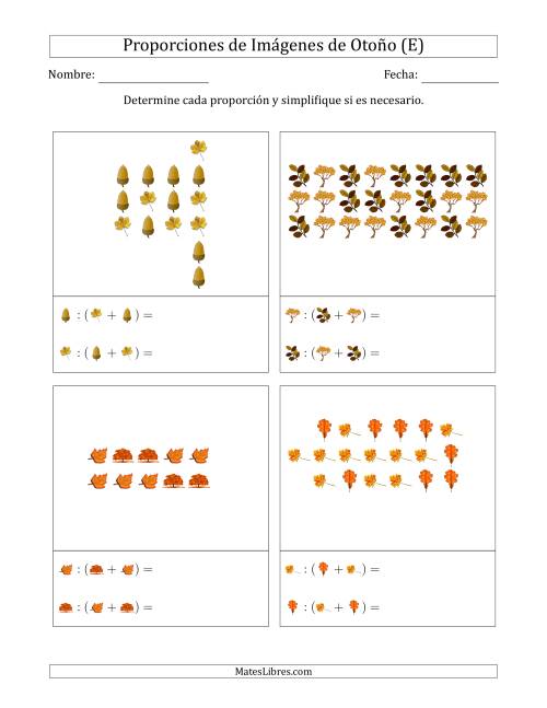 La hoja de ejercicios de Proporciones de Imágenes de Árboles de Otoño, Proporción contra el total (Dispersas) (E)