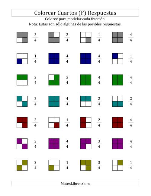 La hoja de ejercicios de Colorear Modelos de Cuartos (F) Página 2