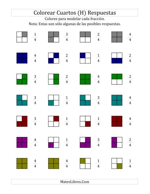 La hoja de ejercicios de Colorear Modelos de Cuartos (H) Página 2