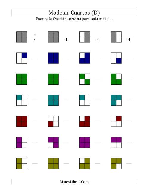La hoja de ejercicios de Modelar Cuartos (en Colores) (D)
