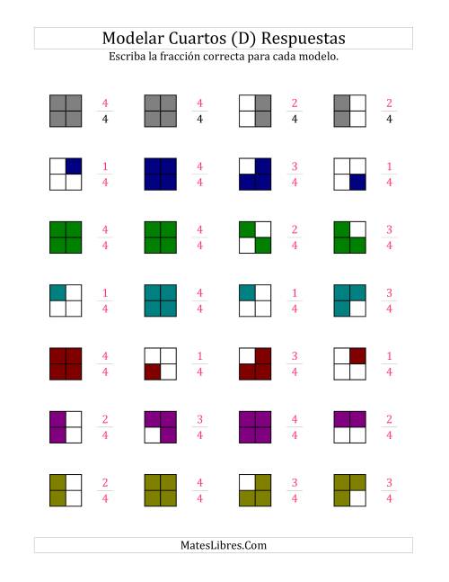 La hoja de ejercicios de Modelar Cuartos (en Colores) (D) Página 2