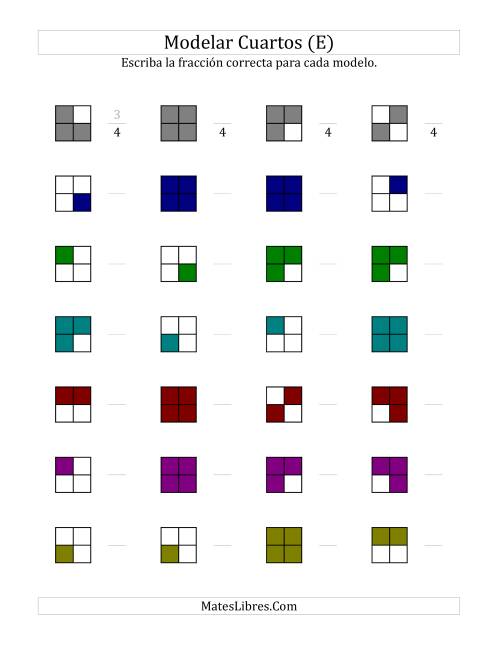 La hoja de ejercicios de Modelar Cuartos (en Colores) (E)