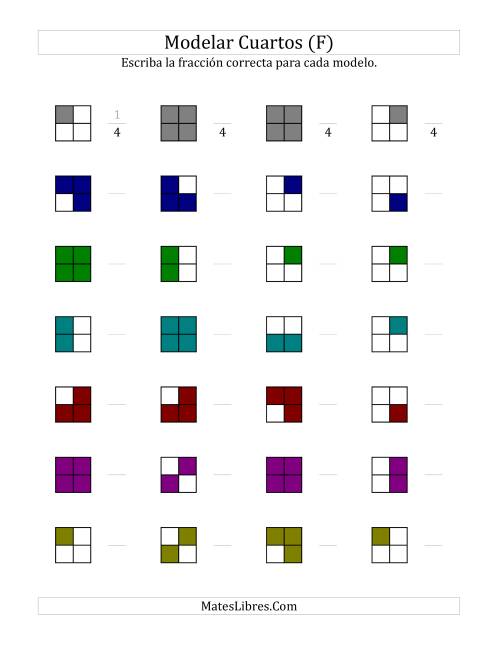 La hoja de ejercicios de Modelar Cuartos (en Colores) (F)