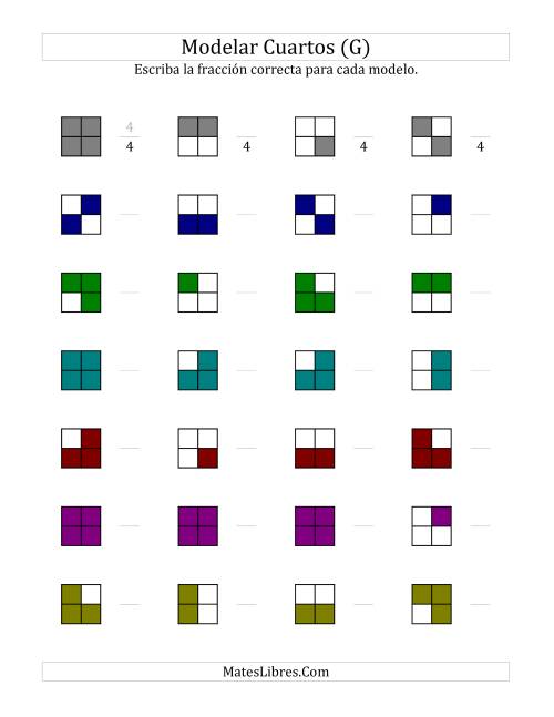 La hoja de ejercicios de Modelar Cuartos (en Colores) (G)