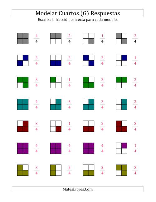 La hoja de ejercicios de Modelar Cuartos (en Colores) (G) Página 2