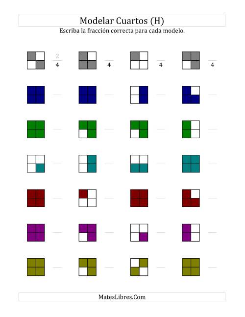 La hoja de ejercicios de Modelar Cuartos (en Colores) (H)