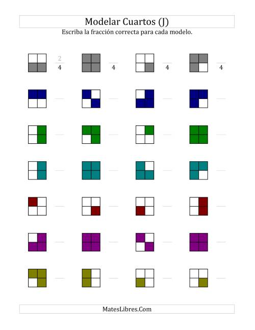 La hoja de ejercicios de Modelar Cuartos (en Colores) (J)