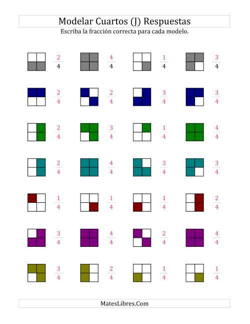 La hoja de ejercicios de Modelar Cuartos (en Colores) (J) Página 2