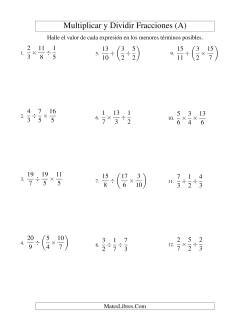 Multiplicar y Dividir Tres Fracciones