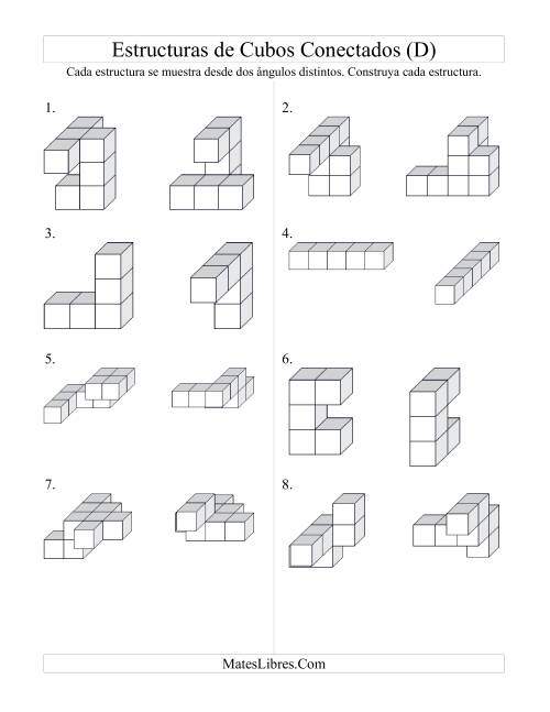 La hoja de ejercicios de Construir Estructuras de Cubos Conectados (D)