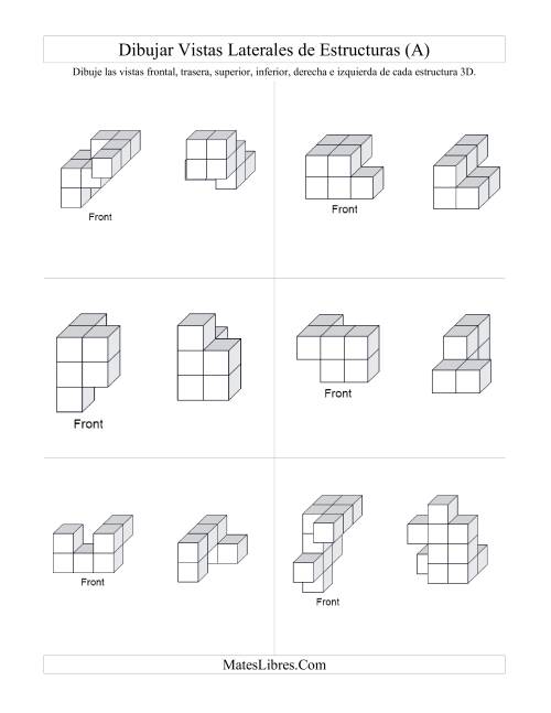 La hoja de ejercicios de Construir Estructuras de Cubos Conectados a Partir de Vistas Laterales (A) Página 2