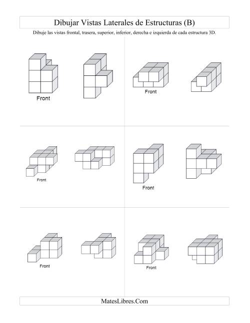 La hoja de ejercicios de Construir Estructuras de Cubos Conectados a Partir de Vistas Laterales (B) Página 2