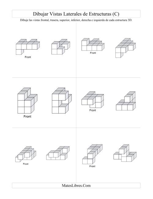 La hoja de ejercicios de Construir Estructuras de Cubos Conectados a Partir de Vistas Laterales (C) Página 2