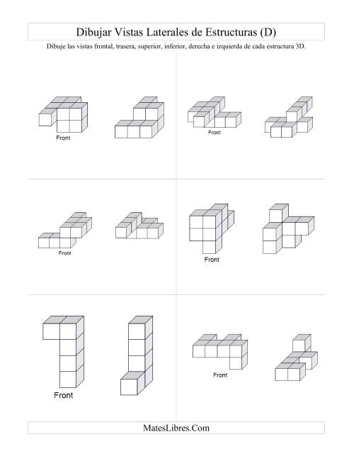 La hoja de ejercicios de Construir Estructuras de Cubos Conectados a Partir de Vistas Laterales (D) Página 2