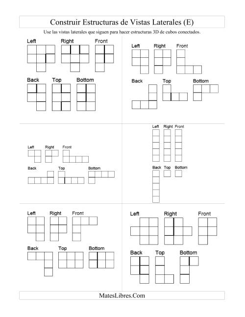 La hoja de ejercicios de Construir Estructuras de Cubos Conectados a Partir de Vistas Laterales (E)