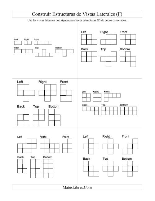 La hoja de ejercicios de Construir Estructuras de Cubos Conectados a Partir de Vistas Laterales (F)