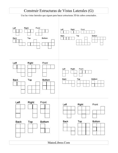 La hoja de ejercicios de Construir Estructuras de Cubos Conectados a Partir de Vistas Laterales (G)