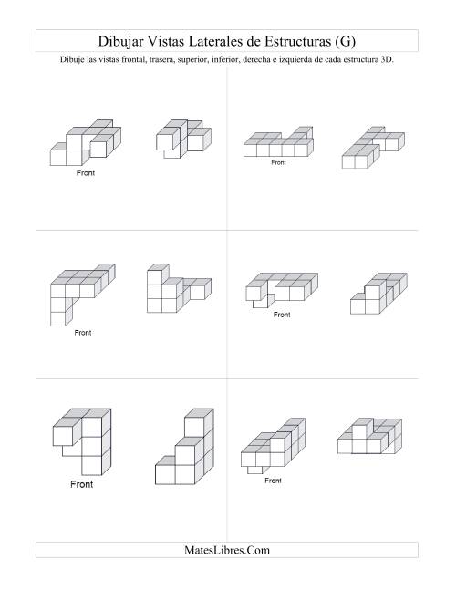 La hoja de ejercicios de Construir Estructuras de Cubos Conectados a Partir de Vistas Laterales (G) Página 2