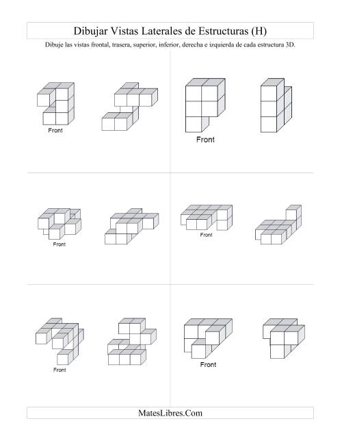 La hoja de ejercicios de Construir Estructuras de Cubos Conectados a Partir de Vistas Laterales (H) Página 2