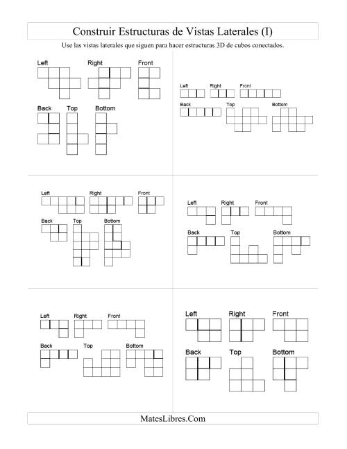 La hoja de ejercicios de Construir Estructuras de Cubos Conectados a Partir de Vistas Laterales (I)