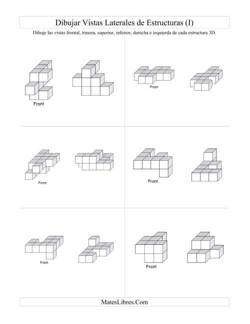 La hoja de ejercicios de Construir Estructuras de Cubos Conectados a Partir de Vistas Laterales (I) Página 2