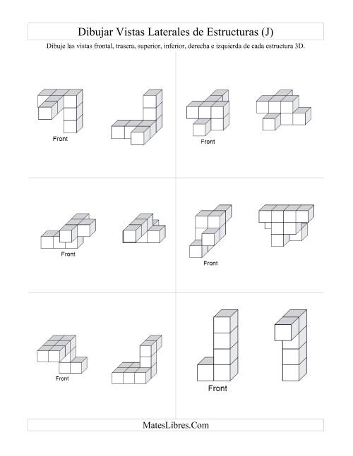 La hoja de ejercicios de Construir Estructuras de Cubos Conectados a Partir de Vistas Laterales (J) Página 2