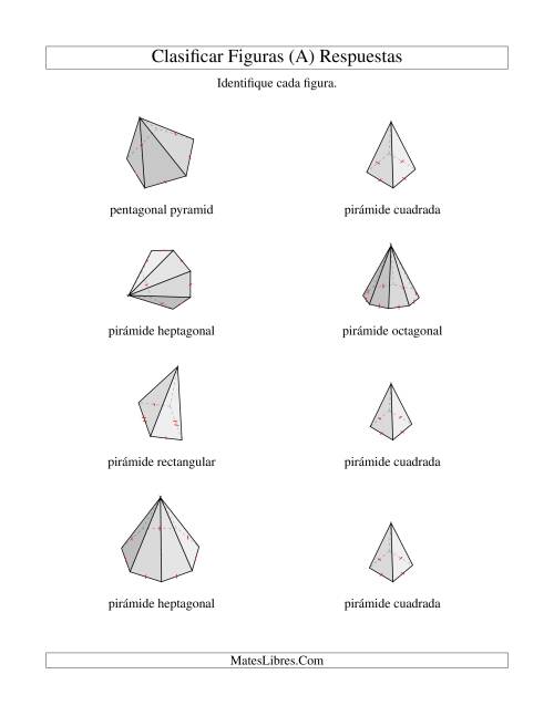 La hoja de ejercicios de Clasificar Pirámides (A) Página 2