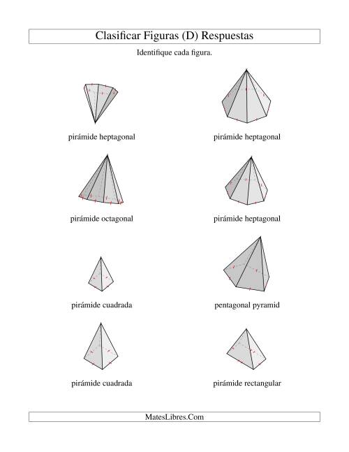 La hoja de ejercicios de Clasificar Pirámides (D) Página 2