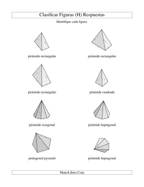 La hoja de ejercicios de Clasificar Pirámides (H) Página 2