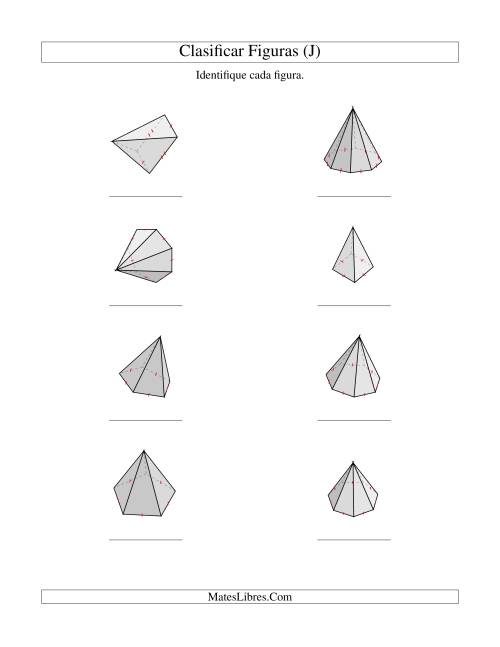 La hoja de ejercicios de Clasificar Pirámides (J)