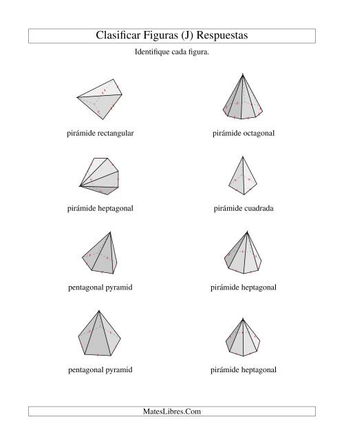 La hoja de ejercicios de Clasificar Pirámides (J) Página 2