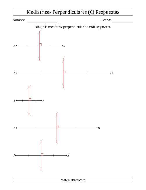 La hoja de ejercicios de Dibujar Mediatrices Perpendiculares en Segmentos Horizontales de Recta (C) Página 2