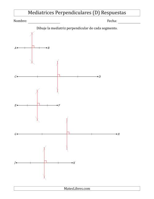 La hoja de ejercicios de Dibujar Mediatrices Perpendiculares en Segmentos Horizontales de Recta (D) Página 2
