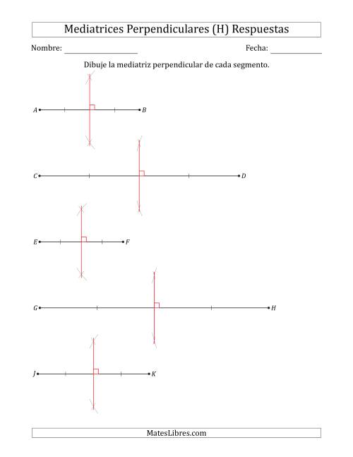 La hoja de ejercicios de Dibujar Mediatrices Perpendiculares en Segmentos Horizontales de Recta (H) Página 2