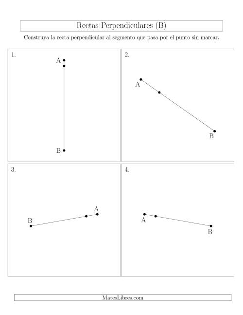 La hoja de ejercicios de Construir Líneas Perpendiculares a Través de Puntos sobre el Segmento con Diferentes Ángulos (B)