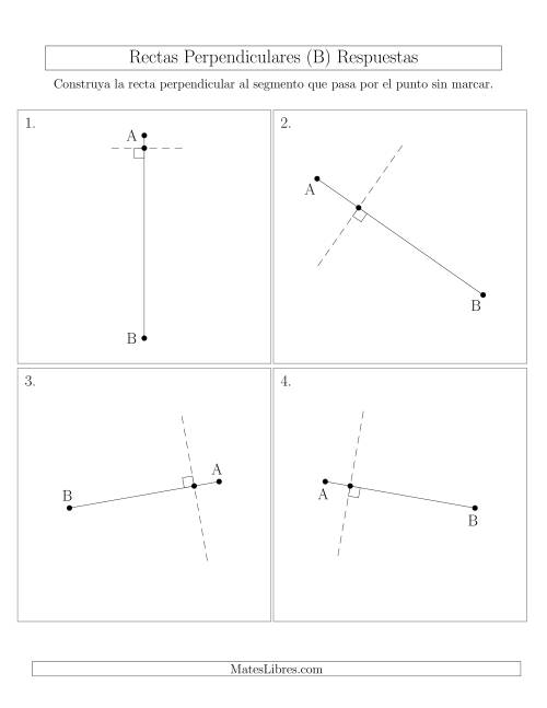 La hoja de ejercicios de Construir Líneas Perpendiculares a Través de Puntos sobre el Segmento con Diferentes Ángulos (B) Página 2