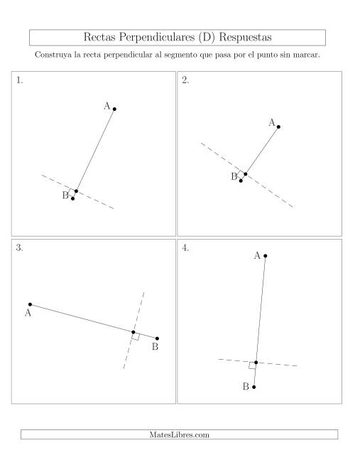 La hoja de ejercicios de Construir Líneas Perpendiculares a Través de Puntos sobre el Segmento con Diferentes Ángulos (D) Página 2