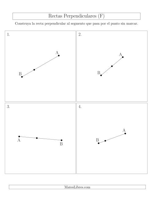 La hoja de ejercicios de Construir Líneas Perpendiculares a Través de Puntos sobre el Segmento con Diferentes Ángulos (F)