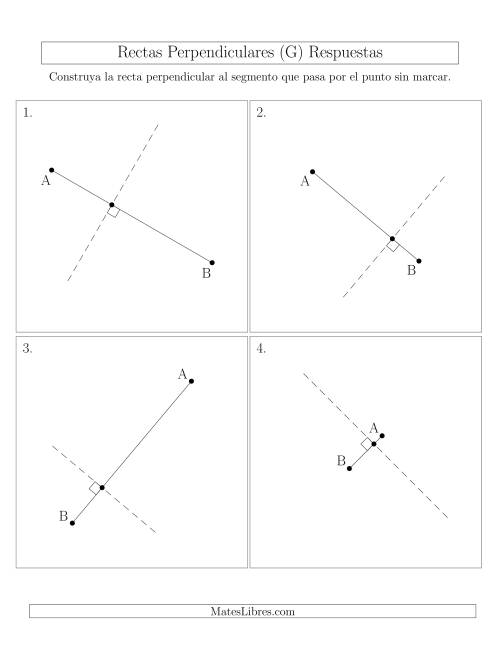 La hoja de ejercicios de Construir Líneas Perpendiculares a Través de Puntos sobre el Segmento con Diferentes Ángulos (G) Página 2