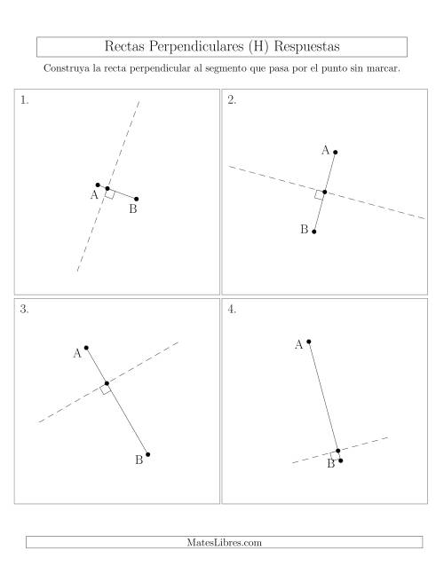 La hoja de ejercicios de Construir Líneas Perpendiculares a Través de Puntos sobre el Segmento con Diferentes Ángulos (H) Página 2