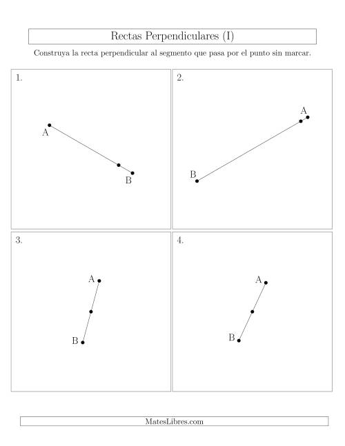 La hoja de ejercicios de Construir Líneas Perpendiculares a Través de Puntos sobre el Segmento con Diferentes Ángulos (I)