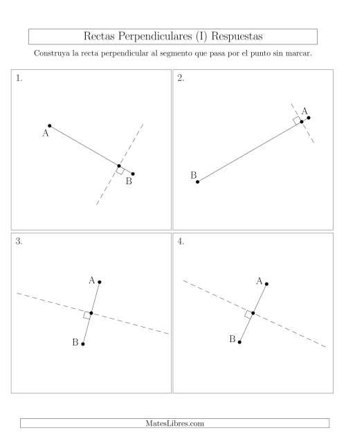 La hoja de ejercicios de Construir Líneas Perpendiculares a Través de Puntos sobre el Segmento con Diferentes Ángulos (I) Página 2