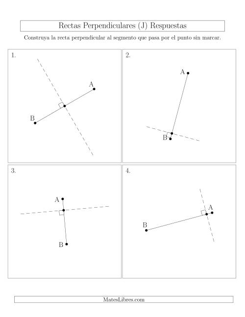 La hoja de ejercicios de Construir Líneas Perpendiculares a Través de Puntos sobre el Segmento con Diferentes Ángulos (J) Página 2