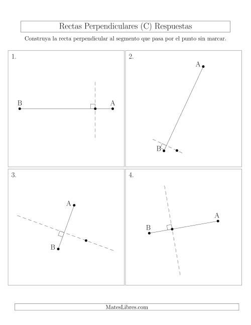 La hoja de ejercicios de Construir Líneas Perpendiculares a Través de Puntos fuera del Segmento con Diferentes Ángulos (C) Página 2