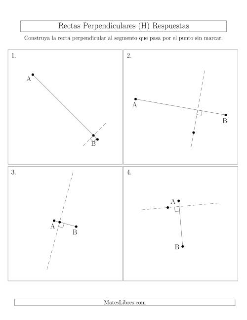La hoja de ejercicios de Construir Líneas Perpendiculares a Través de Puntos fuera del Segmento con Diferentes Ángulos (H) Página 2