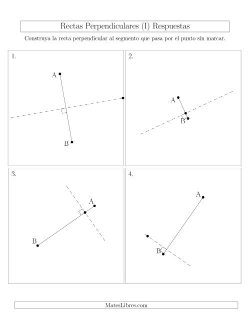 La hoja de ejercicios de Construir Líneas Perpendiculares a Través de Puntos fuera del Segmento con Diferentes Ángulos (I) Página 2