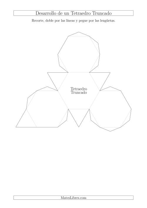 La hoja de ejercicios de Desarrollo de un Tetraedro Truncado (Tamaño A4)