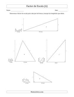Determine el Factor de Escala de Dos Triángulos y las Longitudes que Faltan (Factores de Escala en Intervalos Enteros)